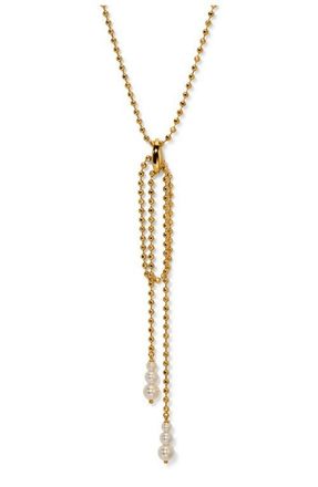 Nadri Esme Faux Pearl & Bead Y-Necklace in Gold at Nordstrom