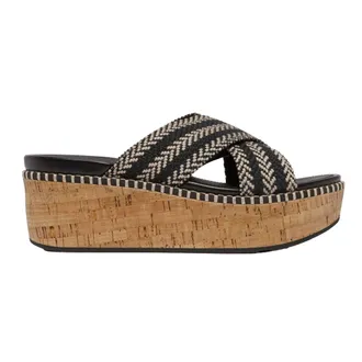 FitFlop Eloise leren sleehak-slippers voor dames (Zwart)