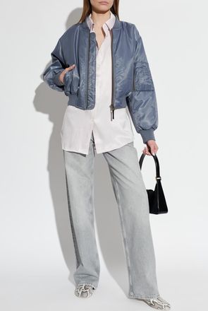 Anine Bing Cropped Leon Bomber Jacket, Womens, Blue