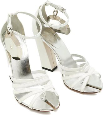 Burberry Sandali con tacco e cinturino alla caviglia - Bianco