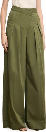 Veronica Beard Heron Pleated Wide Leg Pants in Army at Nordstrom, Size 10
