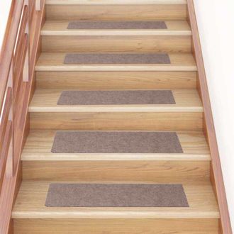 vidaXL Vidaxl - Felpudos Autoadhesivos Para Escaleras, 30 Unidades, 76 X 20 Cm, Marr&oacute;n Claro, Rectangulares