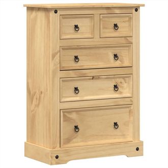 Berkfield Home Chest of Drawers Corona 80x43x114 cm Solid Wood Pine in Light Brown | Size: 80 x 43 x 114 cm