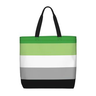 Generic Women Handbag Aromantic Pride Flag Tote Bag Retro Large Capacity Beach Travel Bags, For Daily, Graduation, Christmas, Work, Holiday