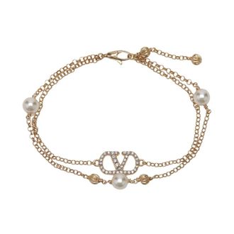 Valentino Garavani Vlogo Signature Parel Armband - Dames - Accessoires - Beige - Maat: M