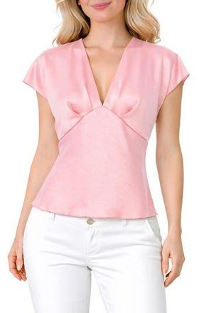 Tash And Sophie Crushed Satin V-Neck Top in Rose at Nordstrom Rack, Size X-Large