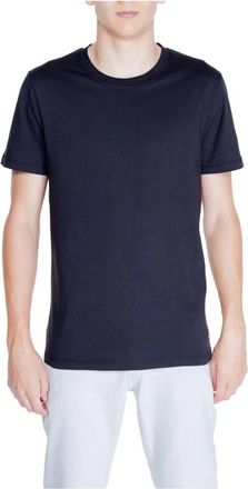 Peuterey Zwarte Katoenen Crew Neck Tee - Heren - T-shirts - Blauw - L - Katoen - Tops