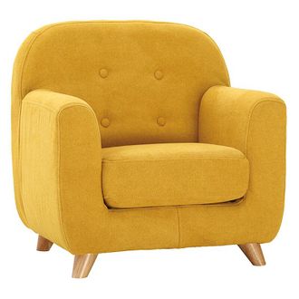 Miliboo Poltrona bambini scandinava tessuto effetto velluto giallo senape NORKID