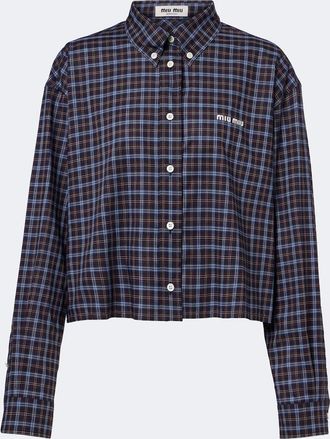 Miu Miu Logo plaid cotton shirt