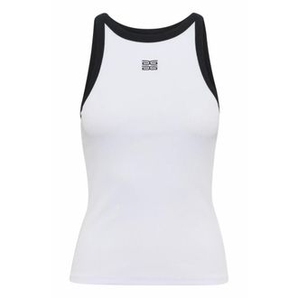 Gestuz Top Corto Blanco con Logo a Contraste - Tops - Mujer - Blanco - 2XS