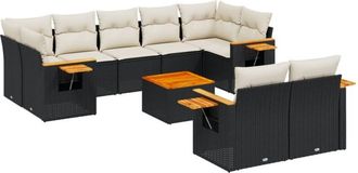 vidaXL Vidaxl - Set De Sof&aacute;s De Jard&iacute;n 10 Pzas Cojines Rat&aacute;n Sint&eacute;tico Negro