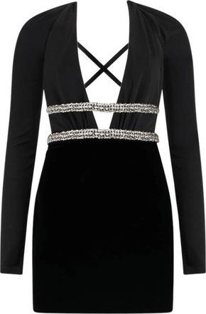 Roberto Cavalli Geborduurde Jurk - Dames - Feestkleedjes - Zwart - L - Polyester - Kleedjes