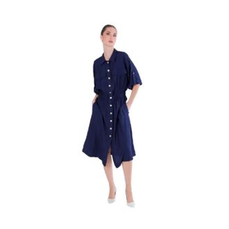 Caf&egrave;noir Kleedjes, Dames, Blauw, S, Nylon, Overhemdjurk