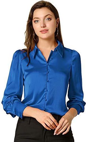 Chemisier Femme En Satin - Col Cravate Ou V, Manches Longues, Cordon De Serrage - Chic Pour Bureau Ou Soirée