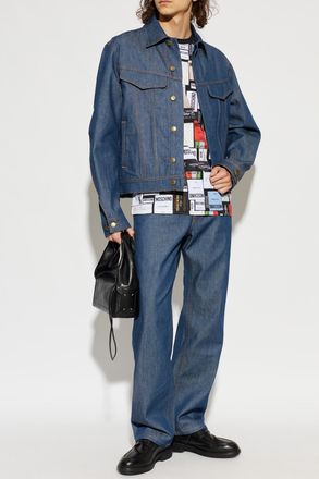 Moschino Jeans With Slightly Tapered Legs, Mens, Navy Blue