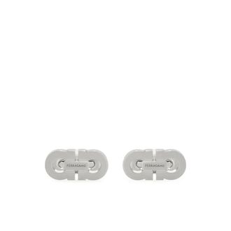 Ferragamo Cufflinks & Tie Clips, male, Gray, Size: ONE SIZE Silver Logo Toggle Jewelry