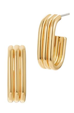 st. Moran Emma Fluted Oval Hoop Earrings in Gold at Nordstrom
