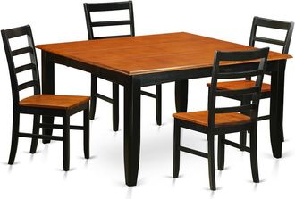 East West Furniture 5 Pc Dining set-Square Dining Table with Leaf and 4 Dining Chairs