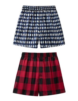 LilySilk Mens Silk Boxer Shorts Relaxed Fit Briefs with Hidden Placket Button Fly and Elastic Waist Checkered Pattern Underwear for Everyday Wear(Tartan Check 