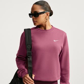 Nike Womens Studio Fleece Weight Crew in Red | IR8293-654