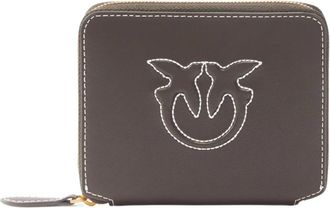 Pinko Love Birds Leren Portemonnee - Dames - Portefeuilles - Bruin - ONE Size - Leer - Accessoires