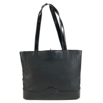 Versace Black Leather Shoulder Bag Tote Bag (Pre-Owned)