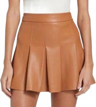 Susana Monaco Faux Leather Pleated Skirt In Caramel