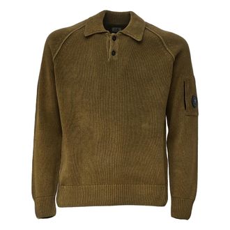 C.P. Company Chenille Ribbed Knit Polo - male - C.P. Company - Polo Shirts - Brown - XL - Tops