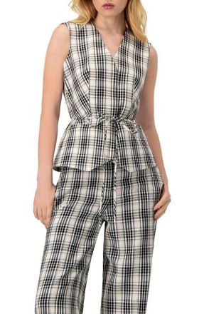 Ivonne Plaid Vest with Tie Belt in Black at Nordstrom, Size 14
