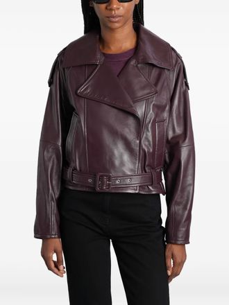 Iro Yuria belted leather biker jacket - women - Calf Leather - 38 - Purple