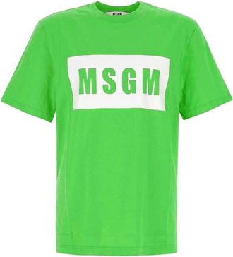 Msgm Groene Katoenen T-shirt voor Mannen - Heren - T-shirts - Groen - M - Katoen - Tops