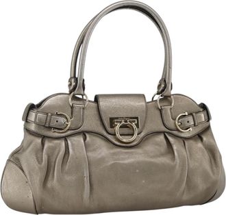 Ferragamo Gancini Leather Silver Leather Handbag (Pre-Owned)