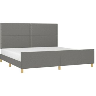 vidaXL Cama Sin Colch&oacute;n Tela Gris Oscuro 200x200 Cm Vidaxl