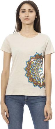 Trussardi Casual Ronde Hals Korte Mouw T-shirt - Dames - T-shirts - Beige - S - Tops