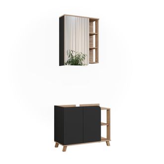 Vicco Conjunto De Muebles De Ba&ntilde;o Karen, Sonoma/antracita, 2 Partes