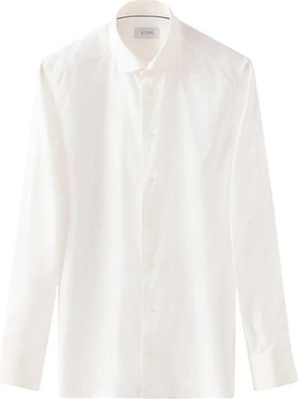 Eton Klassiek Wit Overhemd - Heren - Casual Overhemden - Beige - XS - Katoen - Overhemden