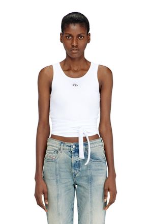Diesel Crop top with wrap-around laces - T-Shirts - Woman - White