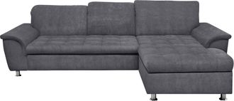 Domo Collection Ecksofa »Franzi Steppung im Sitzbereich B7T/H: 278/162/80 cm, L-Form« mit Kopfteilverstellung, Chenille, dunkelgrau