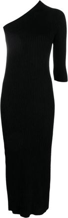 &Aacute;eron Zwarte Geribbelde Maxi Jurk - Dames - Maxi kleedjes - Zwart - XS - Kleedjes