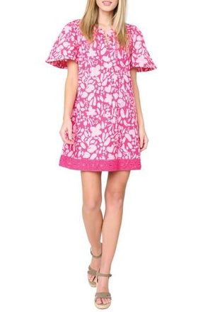 Gibsonlook Lace Trim Floral Cabana Dress in Pink Potager Print at Nordstrom Rack, Size Xx-Small