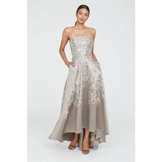 Theia Pamela Embroidered Gown in Smoke at Nordstrom, Size 8