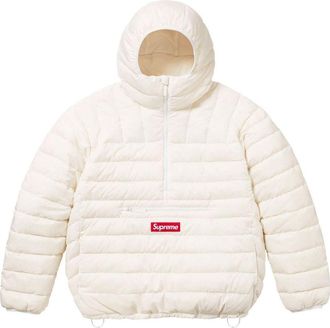 SUPREME Micro Down Half Zip Hooded Pullover White Red SUP-FW23-240