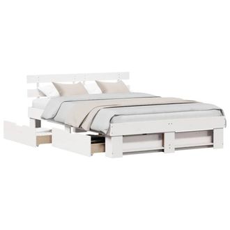 Berkfield Home Modern with Drawer with Headboard with Storage White 140 x 200 cm