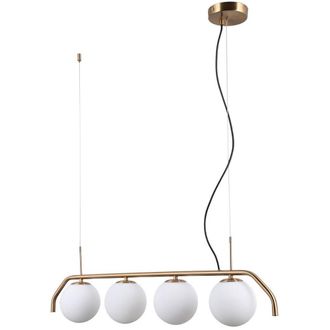 Netlighting Modern Hanging Pendant Honey Brass 4 Light with White Shade G9 in Gold
