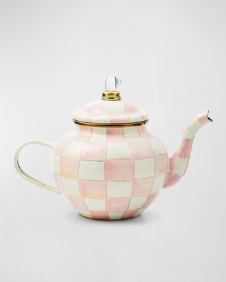 MacKenzie-Childs Rosy Check Enamel Teapot, 4 Cup