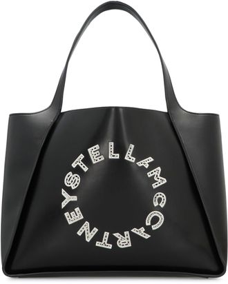 Stella McCartney Womens Logo Tote Bag Black Polyurethane