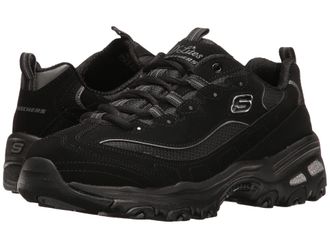 Skechers Womens DLites Biggest Fan Sneaker, Black Trubuck/Mesh/Trim, 3.5 UK