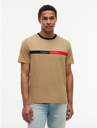 Tommy Hilfiger Mens Colorblock Flag Logo T-Shirt - Beige - XXXL