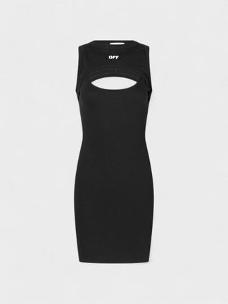 Off-white Womens Off Stamp Rib Round Mini Dress Black - Size 2XL