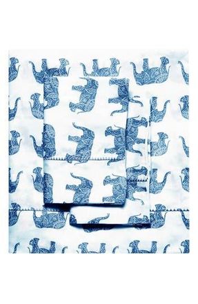 Melange Home Elephant Print 400 Thread Count Cotton Sheet Set in True Navy at Nordstrom Rack, Size Queen